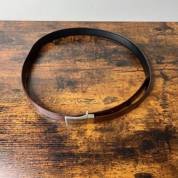 Calvin Klein Synthetic Leather Reversible Belt Black/Brown L 38-40 Old Money - Picture 4 of 6